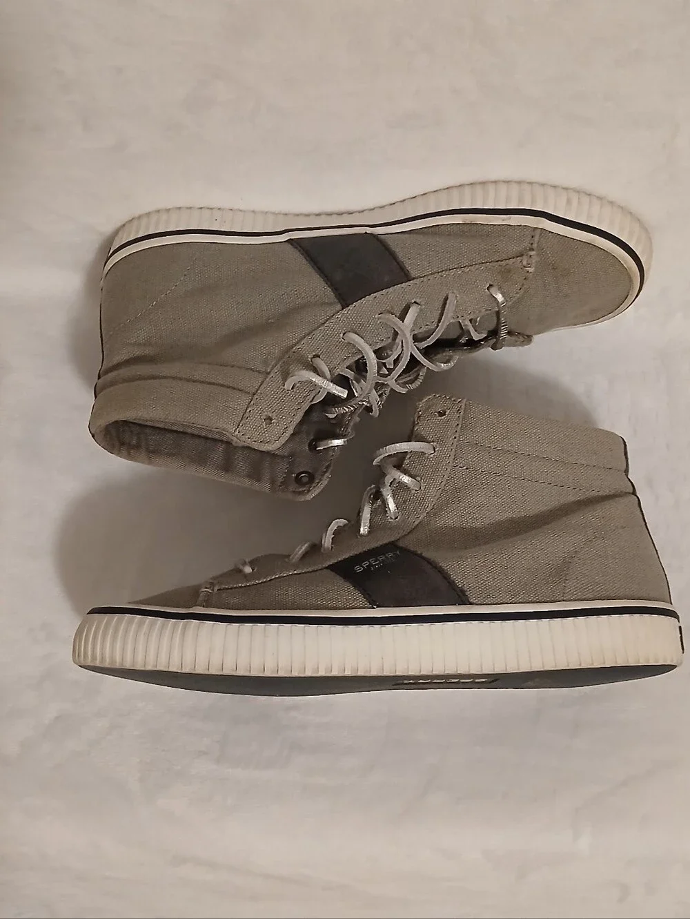 Sperry Rave Verge Top Sider Gray Canvas Sneakers Women's 8.5M Hi-Top Coastal